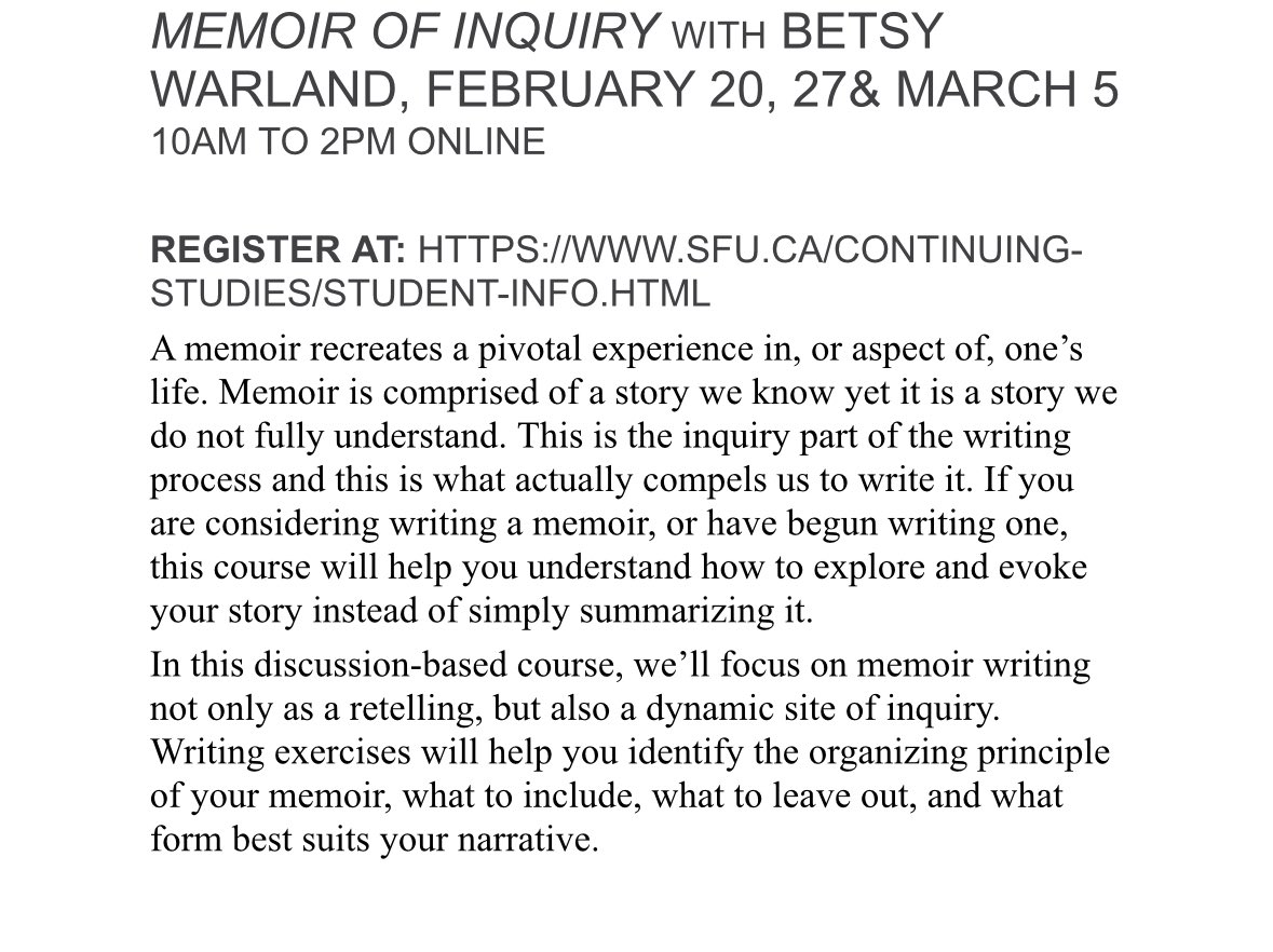 ICYMI: my class at <a href="/CS_SFU/">SFUContinuingStudies</a> begins next week and there’s still spots you can register for! Register here now: sfu.ca/continuing-stu…