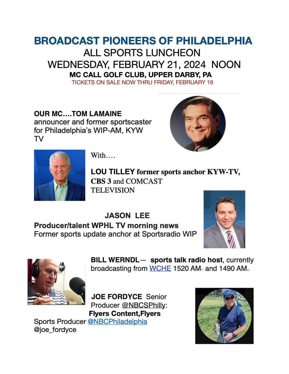 Broadcast Pioneers (@bpphilly) on Twitter photo Ticket sale ends Friday, 2/16.
eventbrite.com/e/broadcast-pi… Ticket sale ends Friday, 2/16.
eventbrite.com/e/broadcast-pi…