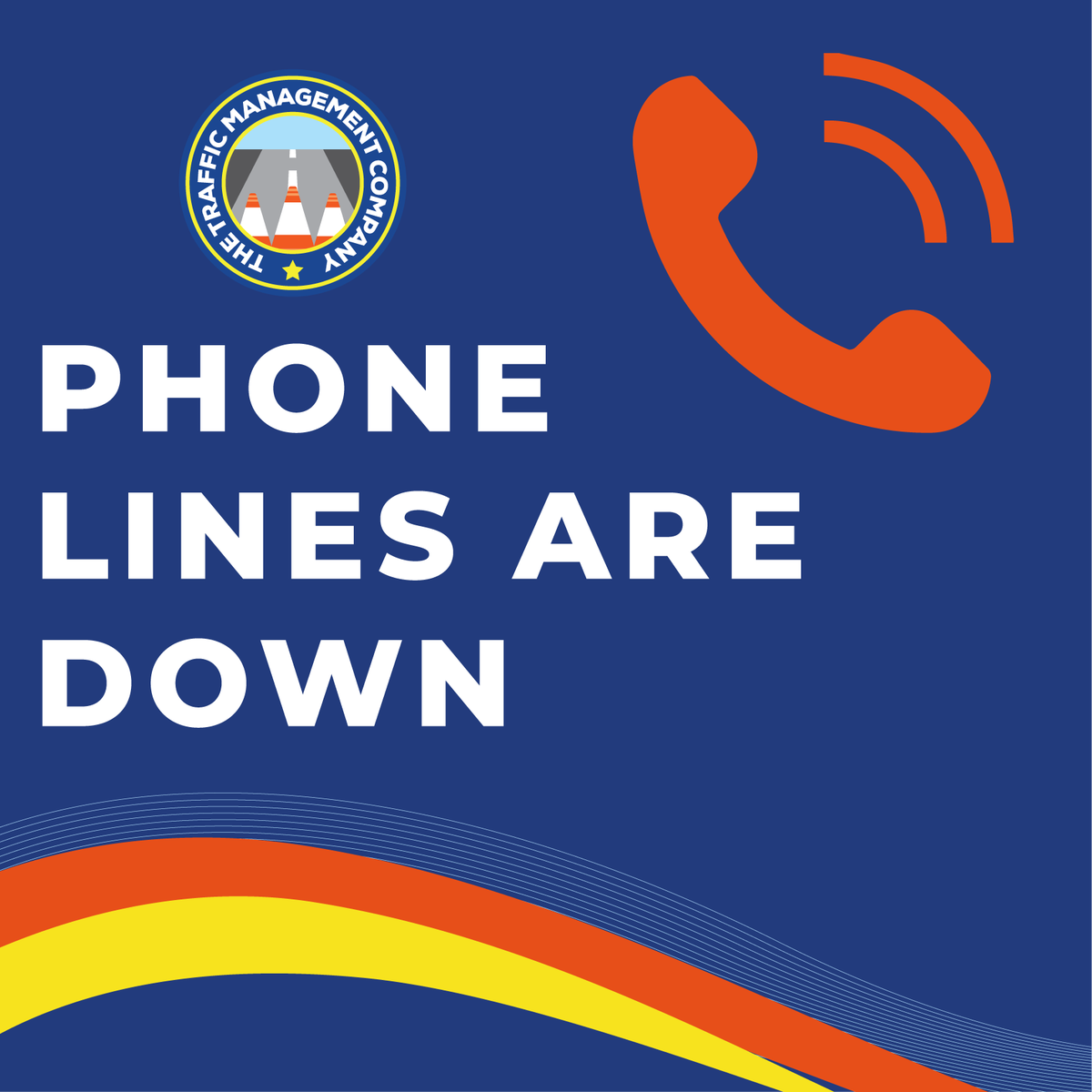 TrafficMgmtComp's tweet photo. Due to an earlier than expected change to a new provider, our phone line is experiencing disruption. If you need to contact us email info@trafficmanagementcompany.com and our 24/7 Control Room will respond. https://t.co/X3FeoNthjA