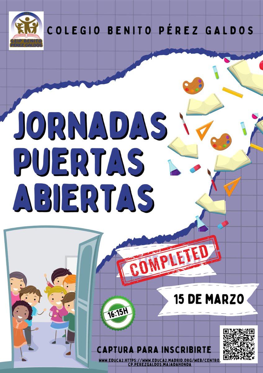 ¡Ya hemos completado el aforo para el primer día!
Inscríbete para venir a conocernos el 15 de marzo🗓
Si no puedes ese día, contacta con el colegio para buscar una fecha alternativa.