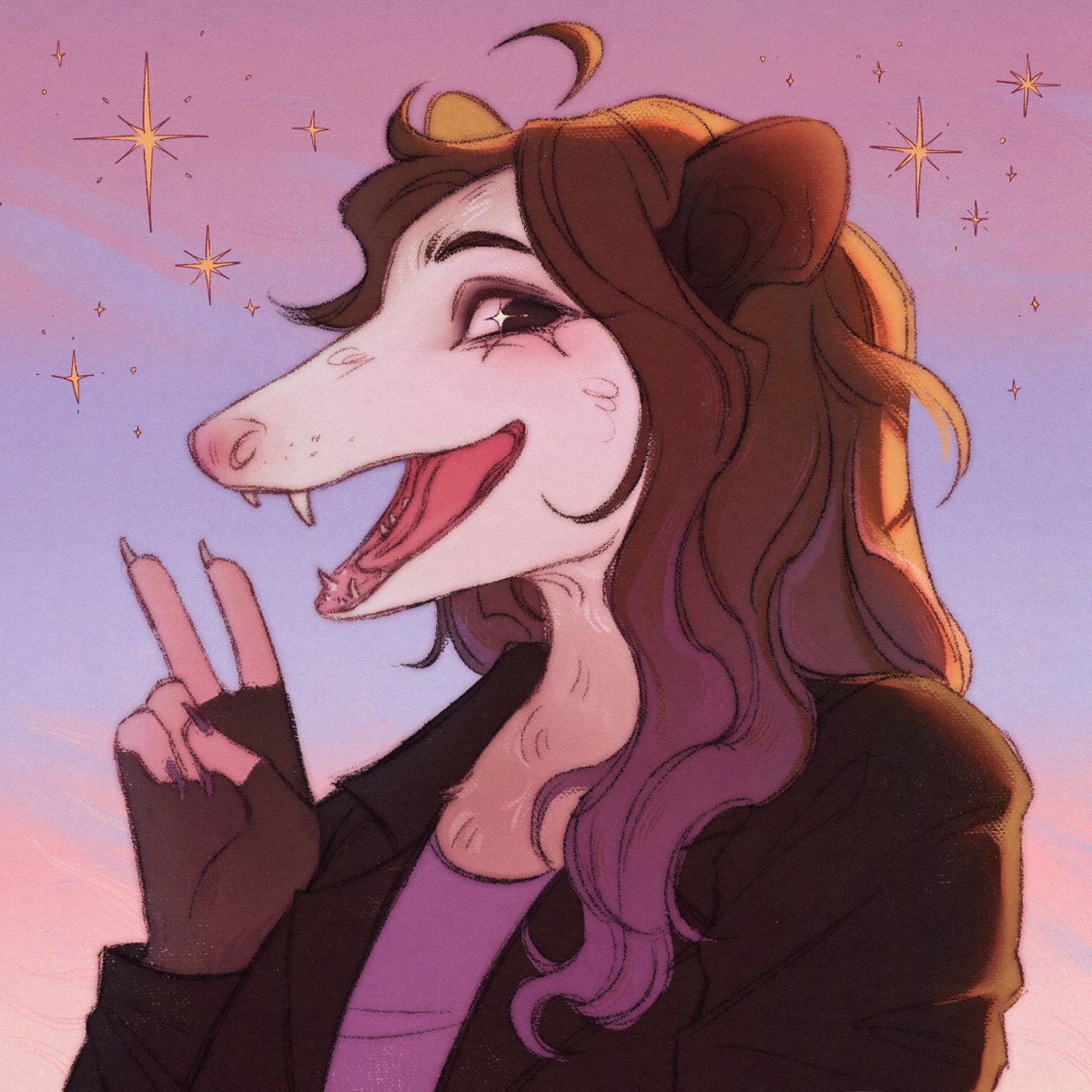 stellesappho's tweet photo. birthday gift for a friend 🌟
#furry #furryart #anthro #possum https://t.co/BwXAtro2sH