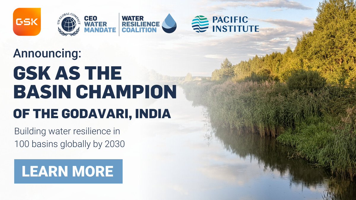 The #WaterResilienceCoalition is pleased to announce @GSK’s Chief Procurement Officer Lisa Martin as the Basin Champion for the Godavari basin in India. This strategic partnership marks a pivotal step in the WRC's commitment to advancing water security for 3bil people by 2030.
