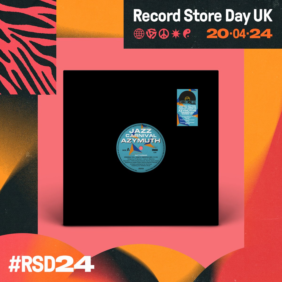 ⚡️RSD 2024⚡️ 2/2 C Azymuth's biggest club track from their groundbreaking 1979 album Light As A Feather is reissued on 12” vinyl, in its FULL LENGTH UNEDITED FORM 😱💣 @yamwho & @ashleybeedle's Yambee edit on the flip! Listen ~ youtu.be/HSIXiX078HU?si… @RSDUK #RSD24