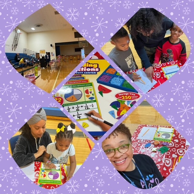 Had a great morning supporting @PalmettoEagles with their Math Family Day! My station provided families a concrete understanding of how to build fractions. They built fractions in 2 different ways and wrote the equations when adding. @DrTamaraCandis @BakerFCSMATH