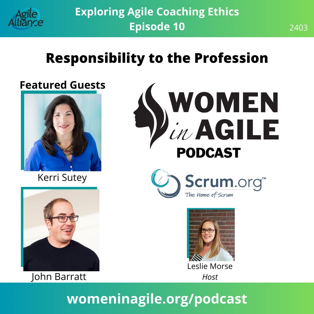 Code of Ethics Coaching Series: Responsibility to the Profession Kerri Sutey  &amp; John Barratt
ow.ly/LpG850QC51l

In this episode we unpack section 9 of the Code of Ethical Conduct for Agile Coaching, stream or download today!
Find it on your favorite podcast platform!