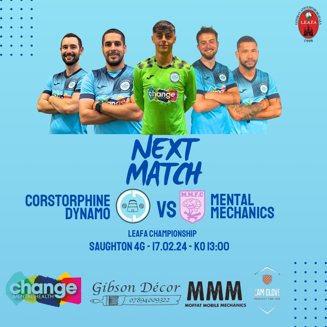 AMS|

Next up we play <a href="/fc_mental/">Mental Mechanics FC</a> Sats in the <a href="/LeafaOfficial/">Official_LEAFA</a> Championship

📆 - 17/02/24
🗺️ -Saughton 4G
⏰ - 13:00 KO