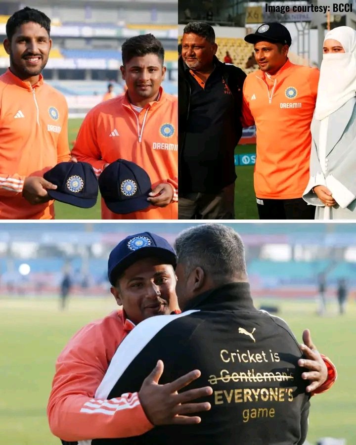 JiaurLaskar's tweet photo. 𝐃𝐫𝐞𝐚𝐦𝐬 𝐝𝐨 𝐜𝐨𝐦𝐞 𝐭𝐫𝐮𝐞! ❤️

#INDvENG #SarfarazKhan #DhruvJurel #INDvsENGTest https://t.co/nJR7TdBCIh