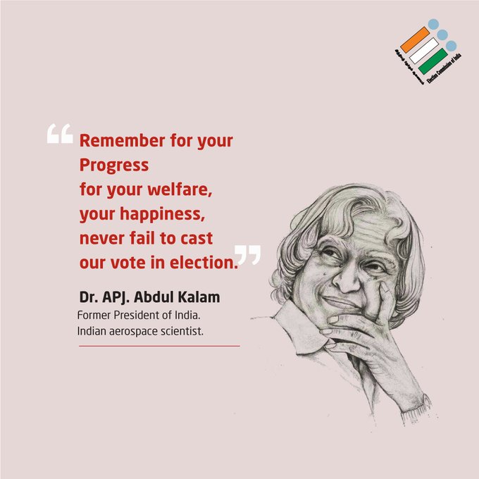 AndamanCEO's tweet photo. Let us remember the wisdom of Dr. A.P.J Abdul Kalam's words reminding us that elections are not just about casting votes but about choosing a brighter future for our nation.
#ElectionResults2024 #VisioaryLeader #ElectionThoughts #ElectionVision #Election2024 #BeAVoter https://t.co/lEsDQGXpXY