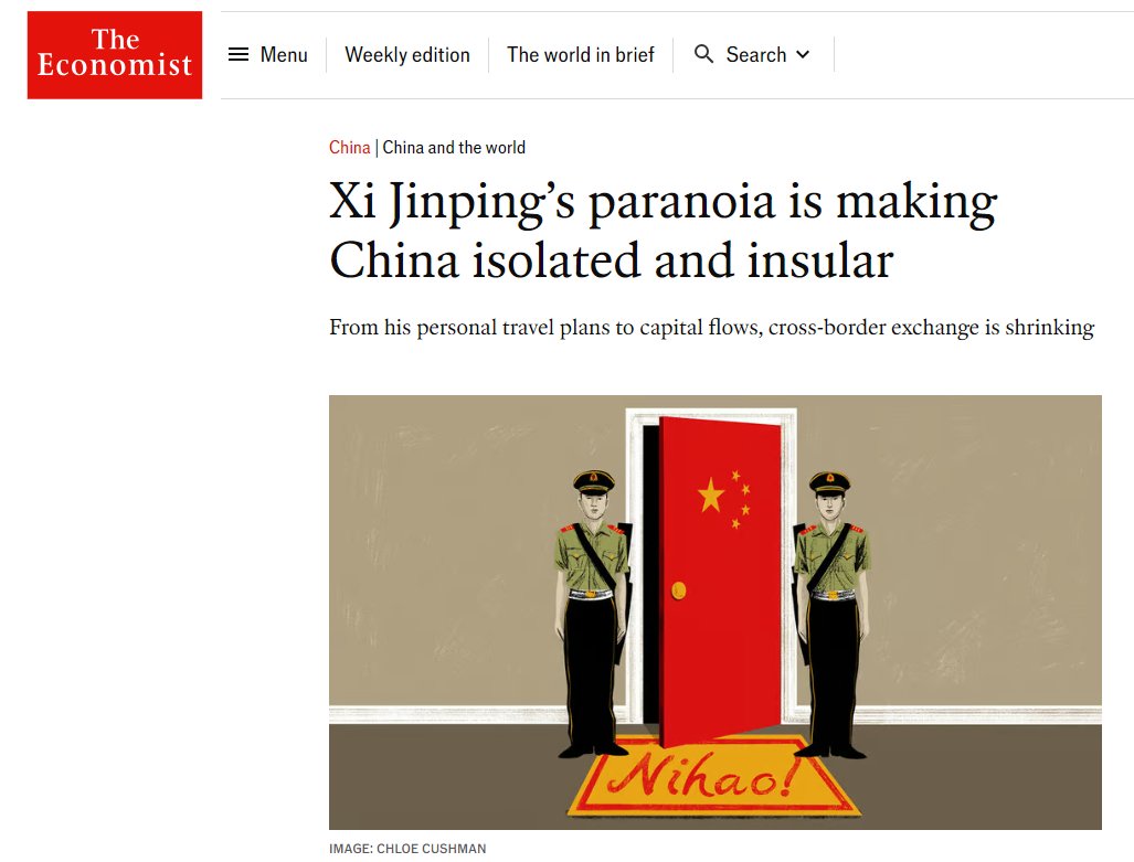 ClassicalReadi1's tweet photo. 英国《经济学人》杂志在相关报道中指出，习近平的偏执，正让中国变得孤立和封闭。文章说，中国政府部门与街道上的广告经常可见警告民众要当心外国间谍，声称外国���客、记者、商人都可能想窃取中国的机密。而习近平的偏执让中国变得孤立及封闭，中国的跨境交流活动正在萎缩。右图：北京的街头抓间谍海报 https://t.co/RFtO9O7Pkz