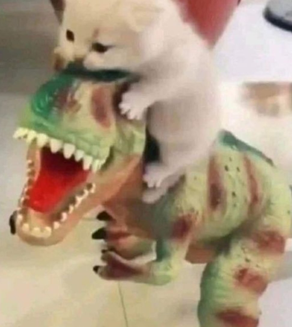 Catsillyness's tweet photo. the real reason dinosaurs are extinct https://t.co/19Ngx0NNaW