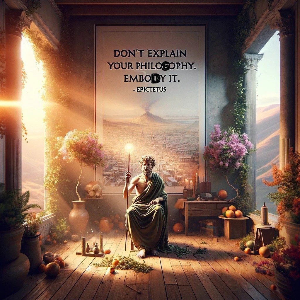 ApathJagat267's tweet photo. "Don't explain your philosophy. Embody it." — Epictetus #LiveYourTruth #BeTheChange A visual mantra for living authentically and making every action a reflection of one's deepest beliefs. https://t.co/q7mrkyaxk8