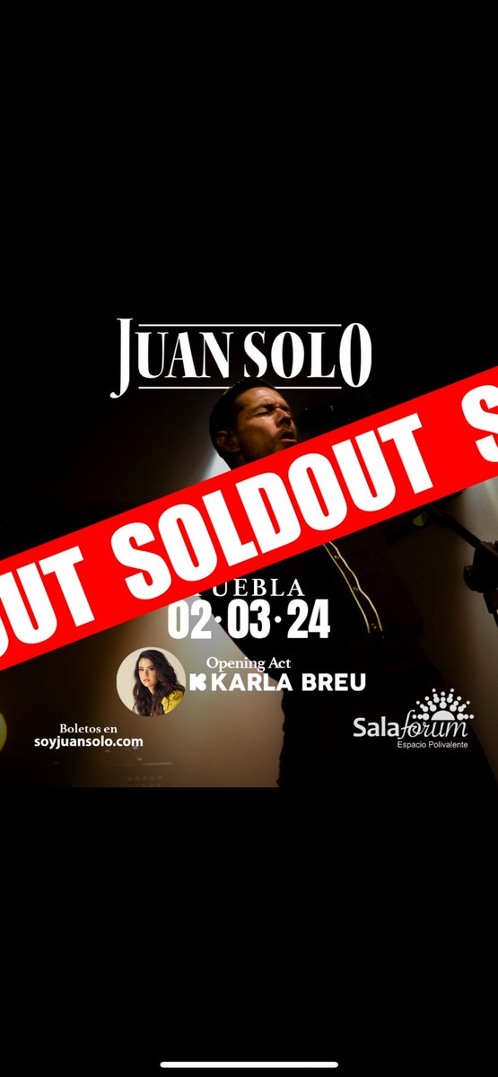 ¡POBLANOOOOOS! Qué chulada amanecer con este sold out… ❤️✨ Chocos, Pachuqueños y Chorizeros… NO SE DUERMAN. Vamos a hacer de esta gira algo grande. 🤜🏼✨🤛🏼 soyjuansolo.com 🫡