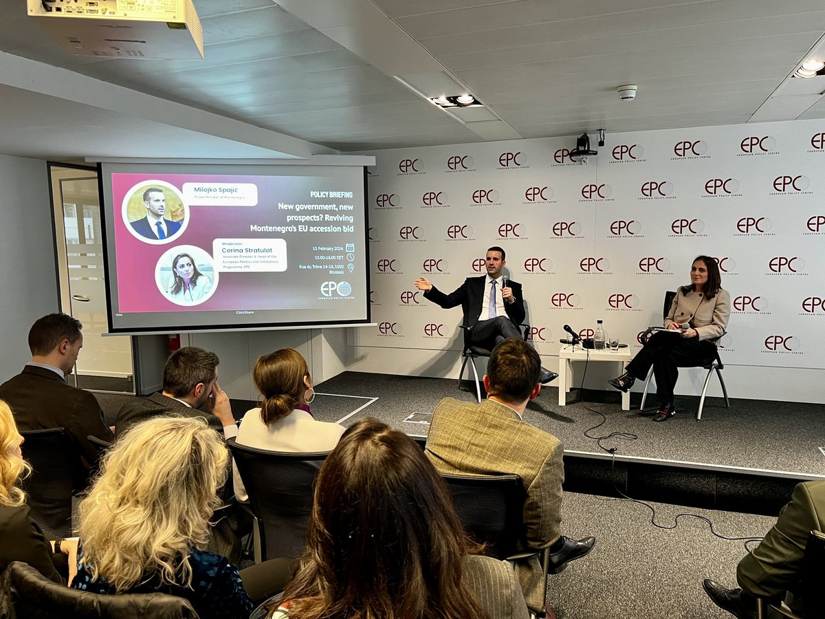 “I want to change Montenegro for good! I want to change Montenegro forever! 🇲🇪 28th 🇪🇺 member by 2028” - powerful delivery by 🇲🇪 PM @MickeySpajic, whom I had the pleasure to host today at @epc_eu