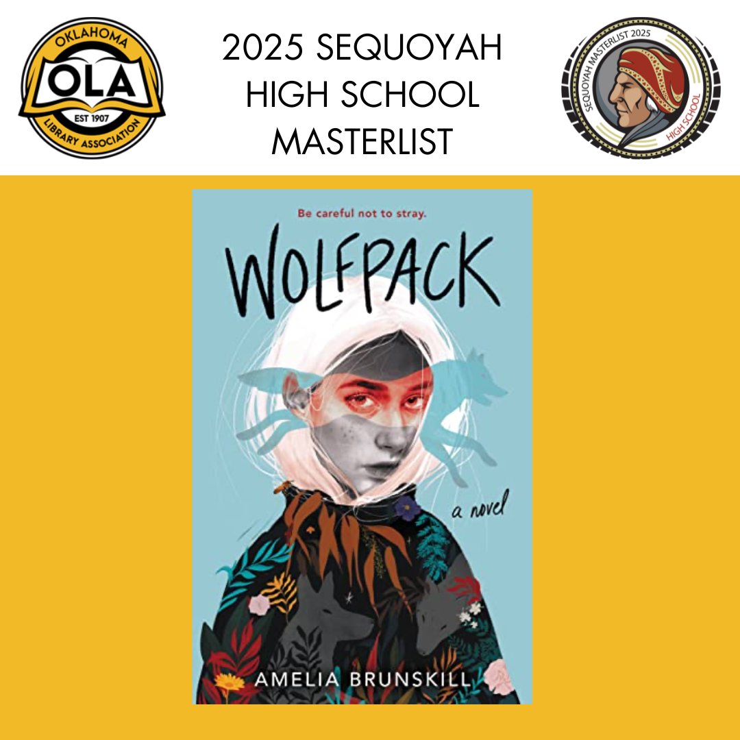 Congratulations, Amelia Brunskill (@ameliab)! Wolfpack is on the Oklahoma Library Association’s 2025 High School Sequoyah Masterlist! #SequoyahBookAward