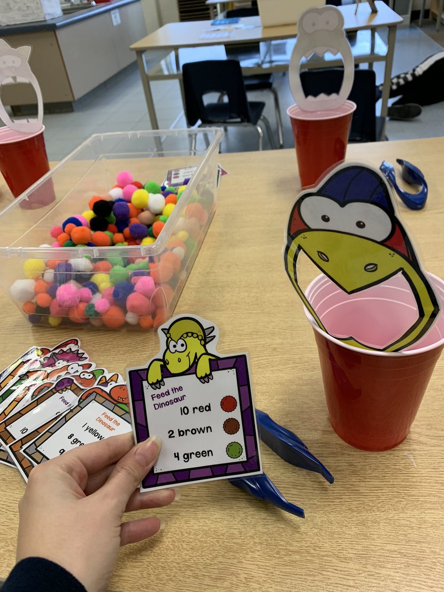 Can you feed the hungry dinosaur? Students had to recognize numbers, colours, and use 1:1 correspondence to use tongs to feed the monster <a href="/West_Nissouri/">West Nissouri PS</a> <a href="/TVDSBKinder/">TVDSBKindergarten</a> <a href="/ONeducation/">Education Ontario</a>