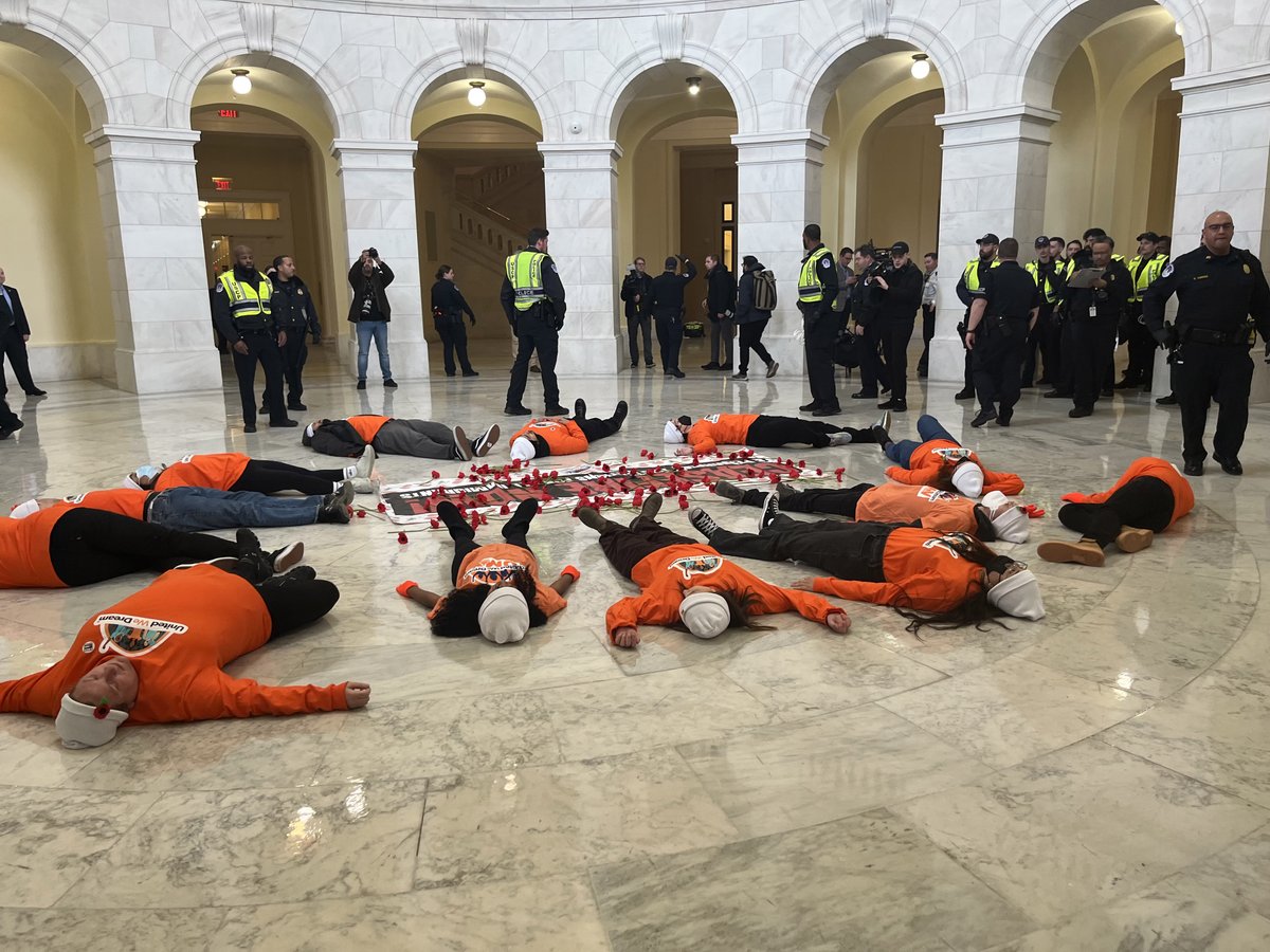 MaketheRoadNY's tweet photo. Today, we are in Washington DC w/ @UNITEDWEDREAM + allies to demand Congress deliver permanent protections for immigrants and to call for a #CeasefireNOW.
We must be a country that welcomes, loves, and upholds people’s humanity and freedom to move, stay, and thrive. #DefundHate https://t.co/euXMdHHfW7