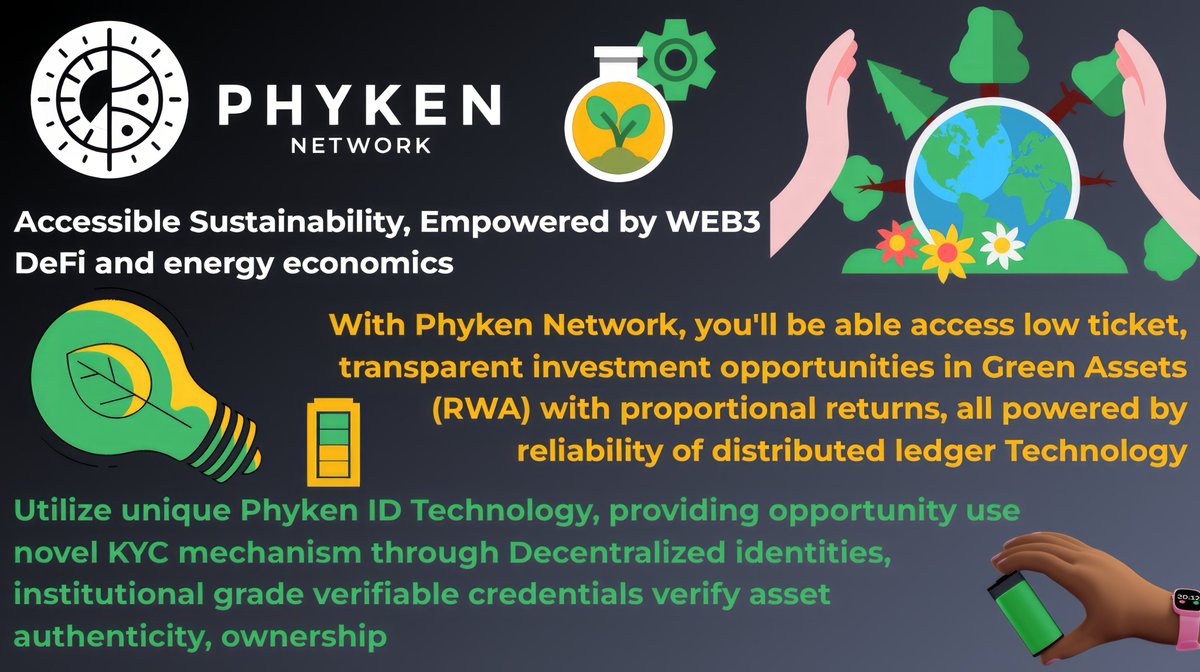 🌐@phyken_network is #GreenProject that is changing modern approach development. #PhykenNetwork is Layer 1 app-chain and #DeFi protocol on #Polkadot, building an #RWA asset fractionalization protocol, particularly emphasizing #GRWA: #RenewableEnergies, #SolarPower on Blockchain🍃