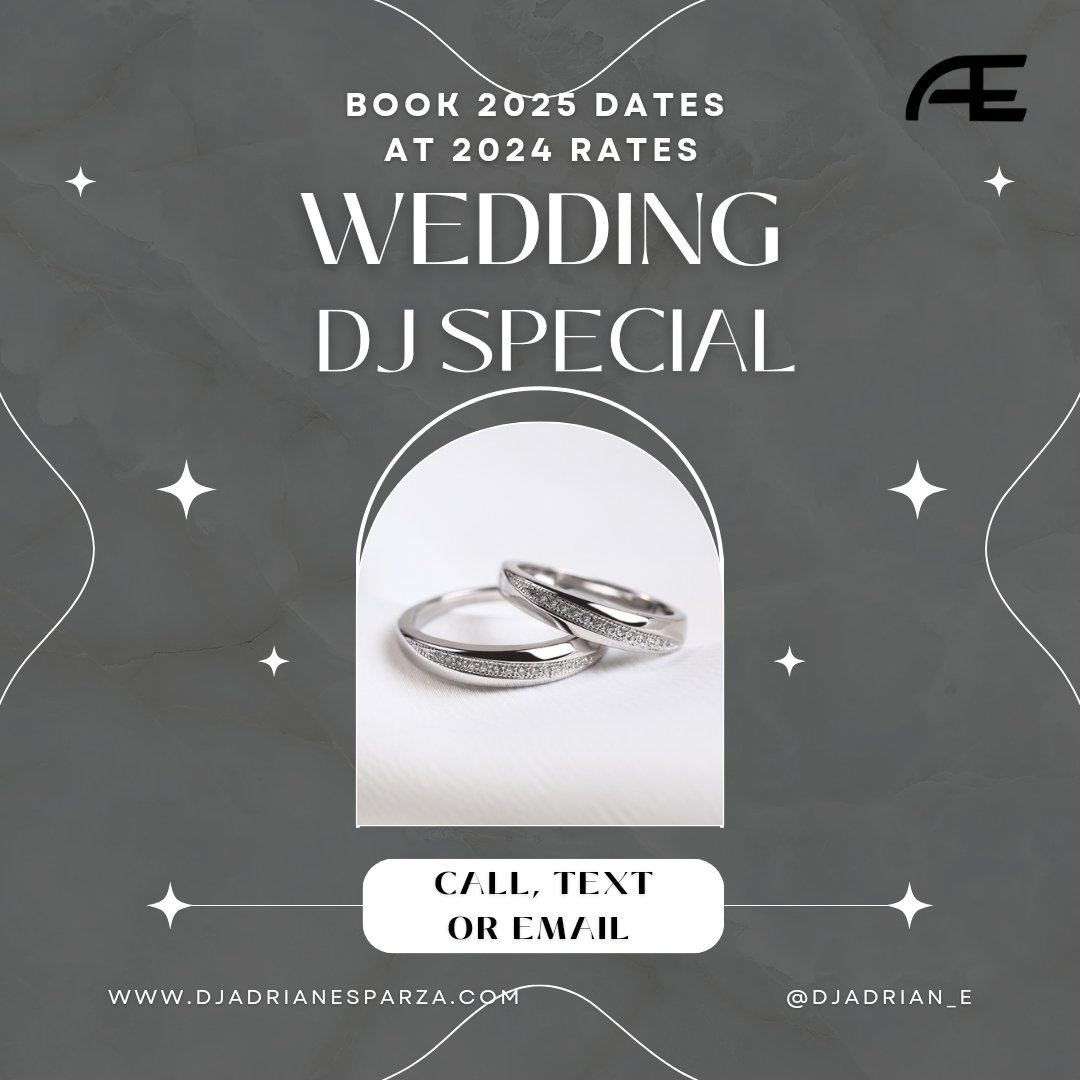 Hey #engagedcouple getting #married in 2025? Reach out to ask me how you can save money today! Offer ends at the end of March! 

djadrianesparza.com 
#shesaidyes #ido 
#happinessproducer  #weddings2025 #djlifechicago #djforhirechicago #chicagopartydj #djservices #bilingualdj