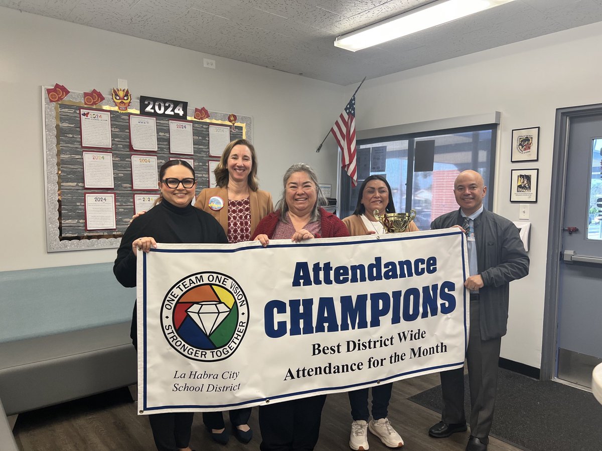 LaderaPalma (@laderapalma) on Twitter photo We got our Attendance Trophy and Banner back! Also, we made the attendance challenge for yesterday with 98.99% attendance on Valentines!Logramos la meta de La mejor asistencia del mes y del Día de San Valentín. ¡Gracias! #attendancematters <a href="/DrN_LHCSD/">Cammie Nguyen, Ph.D (she/her/hers)</a> <a href="/LHSchools/">La Habra Schools</a> We got our Attendance Trophy and Banner back! Also, we made the attendance challenge for yesterday with 98.99% attendance on Valentines!Logramos la meta de La mejor asistencia del mes y del Día de San Valentín. ¡Gracias! #attendancematters <a href="/DrN_LHCSD/">Cammie Nguyen, Ph.D (she/her/hers)</a> <a href="/LHSchools/">La Habra Schools</a>