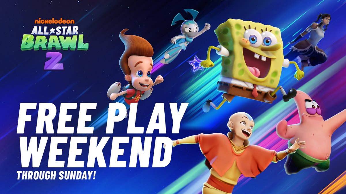 Haven't tried Nickelodeon All-Star Brawl 2 yet? Jump into the base game during our FREE PLAY WEEKEND today through sunday the 18th on Xbox, Playstation and Steam! #NASB2