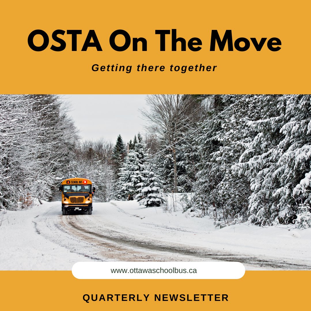 Stay up to date with the latest news, events and other information when it comes to all things student transportation through OSTA’s quarterly newsletter – OSTA On The Move…Getting There Together. For more information: ow.ly/ERPQ50QC4NP