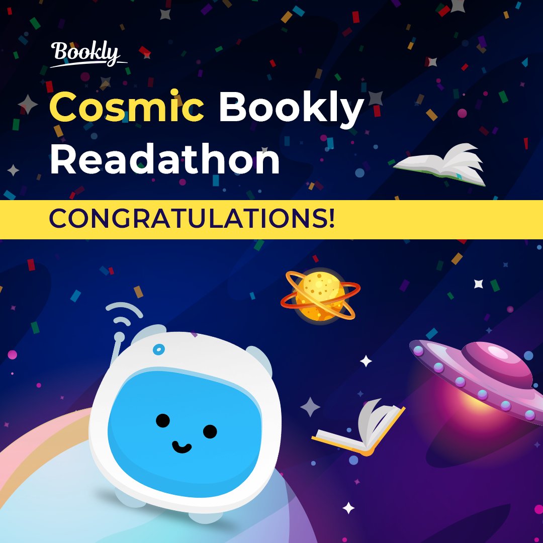 getbookly's tweet photo. It's been a bit of a struggle, but we finally have our winners π₯³ Congratulations to Emma, Alicia, Gina, and Jennifer, our top space travelers.
And a round of applause to everyone who participated in our Cosmic #BooklyReadathon π If you've managed to read even a little more, you're all winners in our books π
Stay tuned for more reading challenges coming soon π