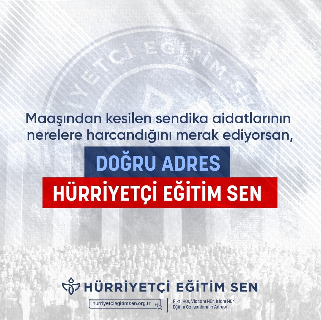 Artık <a href="/HurEgitimSen/">Hürriyetçi Eğitim Sen Genel Merkezi</a> zamanı.
Haydi sen de üye ol👇👇👇
hursen.org/epanel/onlineu…