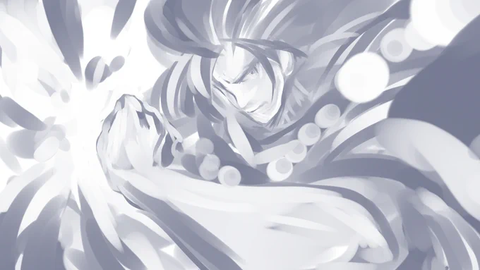 何となく力の流れを探ってたら浮かび上がったパワー系(何描くにも大体こういうのが取っ掛かりになる) 
