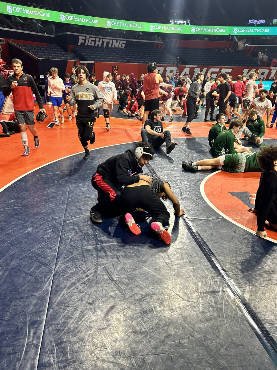ge_wrestling's tweet photo. Waleed is all weighed in. He and Ish got a roll around in on the arena floor. https://t.co/dXNgNyNETv