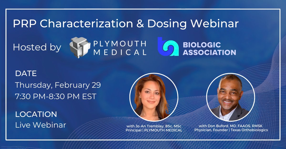 Learn about PRP cell counting from industry experts on February 29. PLYMOUTH MEDICAL’s Jo-An Tremblay and Dr. Don Buford will instruct how to transform hematology data into tangible clinical insights at the point of care. Register now! tinyurl.com/4bnh6z7v #sponsored