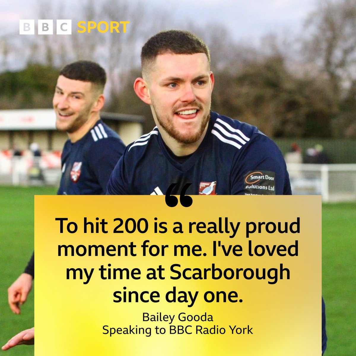 BBC Sport North Yorkshire (@bbcyorksport) on Twitter photo ๐ฃ 'It was a really special day for me.'
โฝ๏ธ <a href="/safc/">Scarborough Athletic FC</a> defender <a href="/BaileyGooda/">Bailey Gooda</a> speaks to <a href="/BBCYork/">BBC York</a> about making 200 appearances for the club and looking ahead to facing Scunthorpe United next.
๐
bbc.co.uk/sounds/play/p0โฆ ๐ฃ 'It was a really special day for me.'
โฝ๏ธ <a href="/safc/">Scarborough Athletic FC</a> defender <a href="/BaileyGooda/">Bailey Gooda</a> speaks to <a href="/BBCYork/">BBC York</a> about making 200 appearances for the club and looking ahead to facing Scunthorpe United next.
๐
bbc.co.uk/sounds/play/p0โฆ