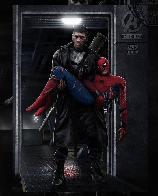 I know this panel was originally in the Civil War comic but imagine if in Spider-Man 4, Kingpin beats Peter within an inch of his life &amp; they recreate this iconic moment of Punisher saving him.