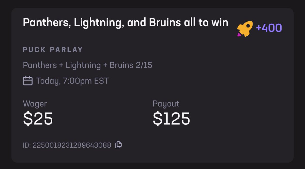 TheBettingBunk's tweet photo. NHL boosted odds parlay from @HardRockBet https://t.co/8xDF730YZe