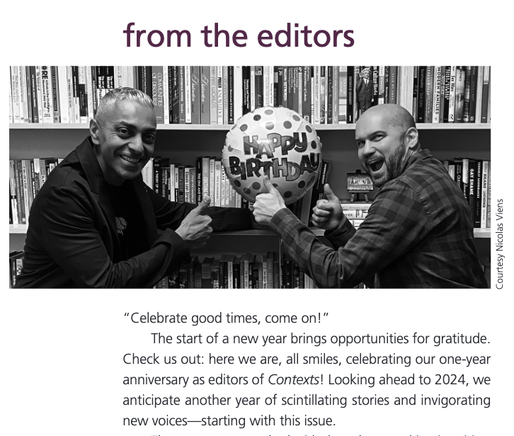 Elena G. van Stee (@elenavanstee) on Twitter photo We're celebrating <a href="/Amin_Ghaziani/">Amin Ghaziani</a> & @seth_abrutyn's one-year <a href="/contextsmag/">Contexts Magazine</a> edit-iversary! 🎂
(<a href="/LettaPage/">Letta Wren Page</a> - that's a word, right?)
<a href="/ASAnews/">ASA Sociology</a> <a href="/UBCSociology/">UBC Sociology</a> <a href="/c_uscola/">Colter Uscola</a> We're celebrating <a href="/Amin_Ghaziani/">Amin Ghaziani</a> & @seth_abrutyn's one-year <a href="/contextsmag/">Contexts Magazine</a> edit-iversary! 🎂
(<a href="/LettaPage/">Letta Wren Page</a> - that's a word, right?)
<a href="/ASAnews/">ASA Sociology</a> <a href="/UBCSociology/">UBC Sociology</a> <a href="/c_uscola/">Colter Uscola</a>