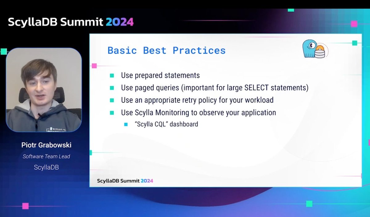 j_a_o_v_c_t_r's tweet image. One more day!! Best practices to use the Scylla Drivers @ScyllaDB #ScyllaDB #ScyllaSummit24