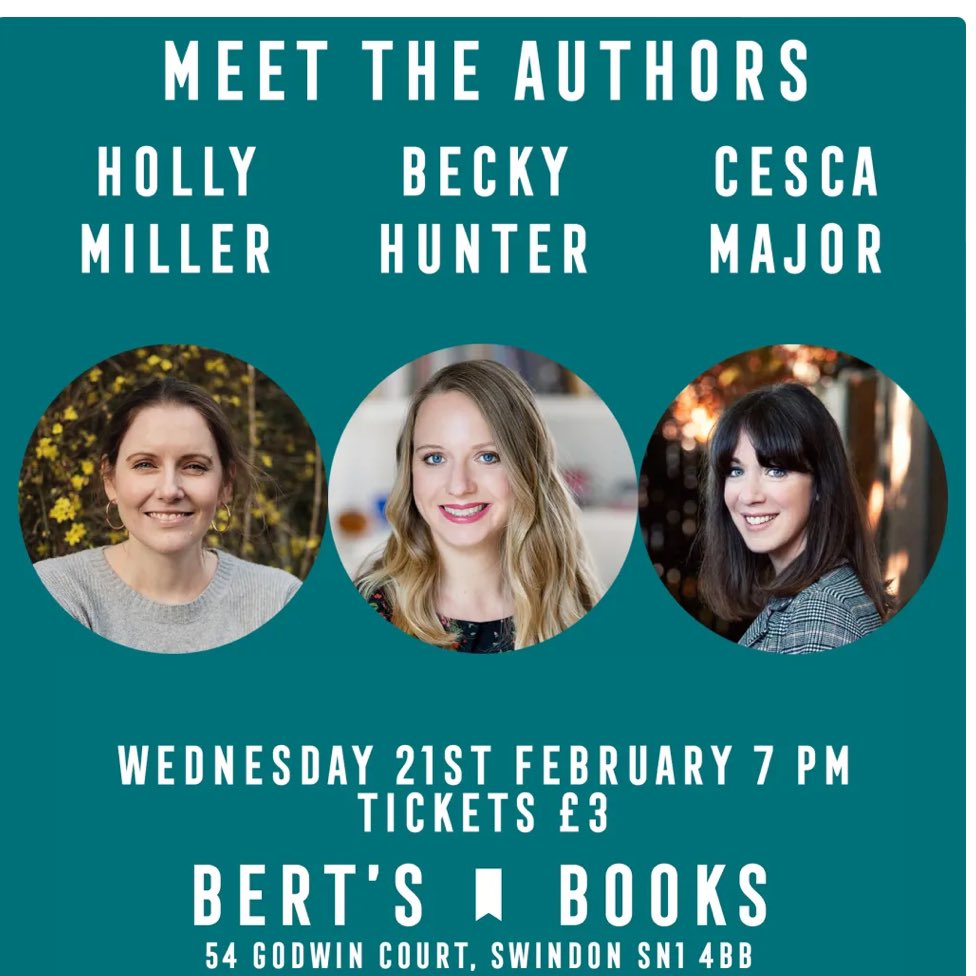 If anyone is near Swindon please come along to an event with me, @ByHollyMiller and @CescaMajor @bertsbooks next Wednesday! bertsbooks.co.uk/product/21st-f…