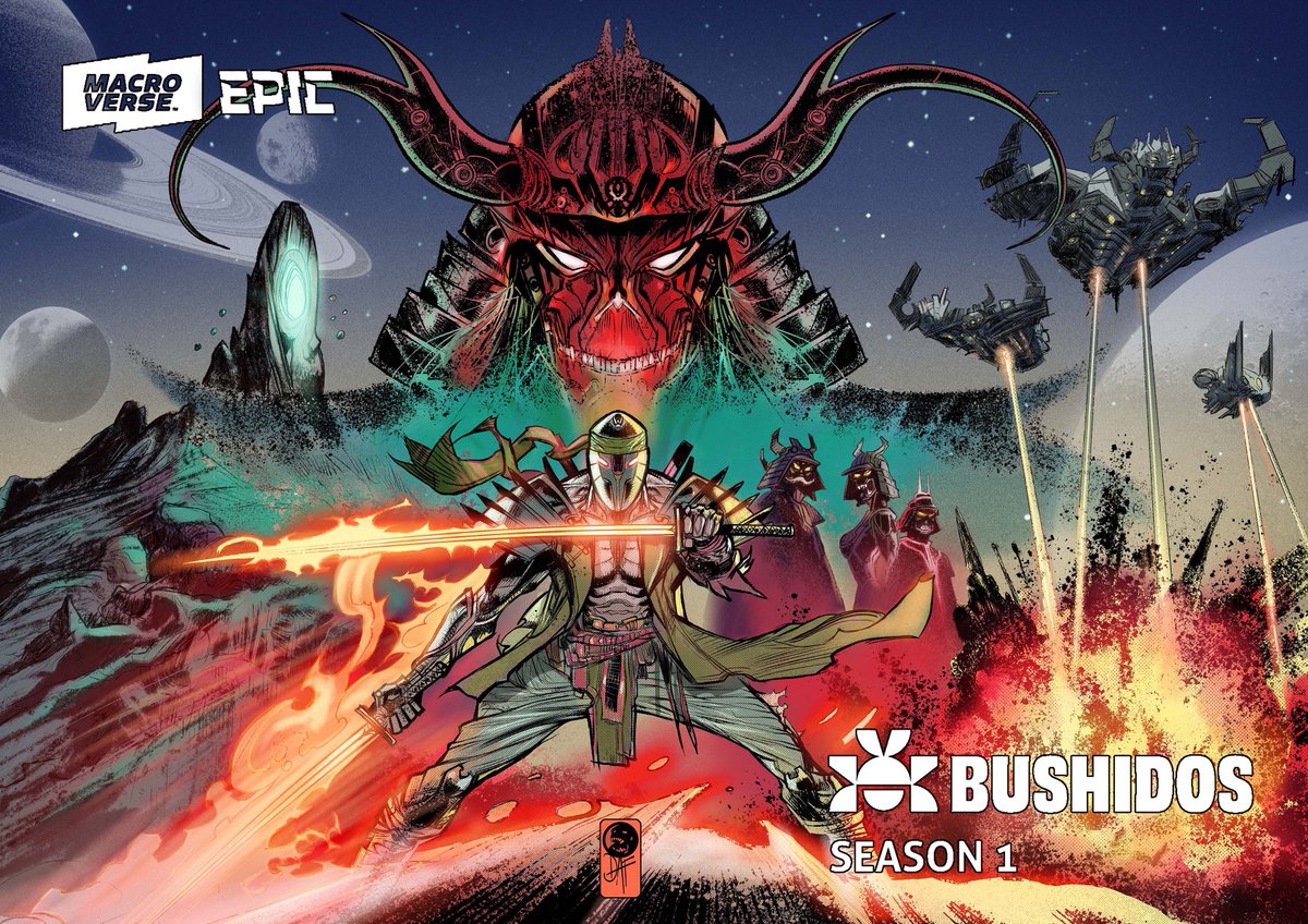DanieleAfferni's tweet photo. ladies and gentlemen, my cover for BUSHIDOS Epic Editions - Season 1, published by Macroverse Media. I had a lot of fun (and full artistic freedom) drawing it! Thanks to Eben, Adam and all Macroverse staff! #comicart #dafcomics #coverart #comics #samurai #scifi https://t.co/Pf0fgWOMKs