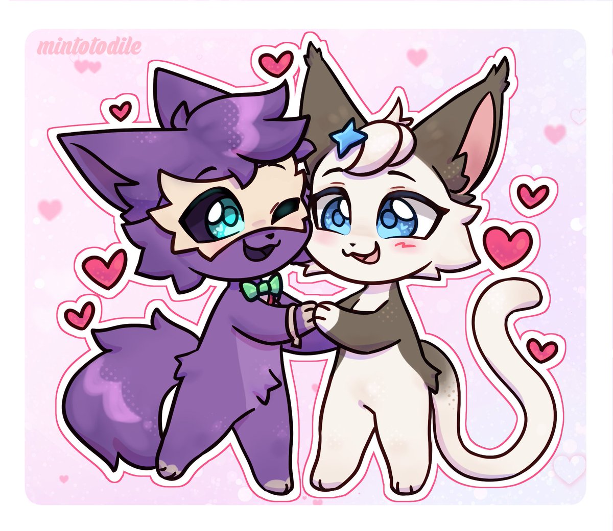 Valentine's bean couple ych for @Knocktourno 💜