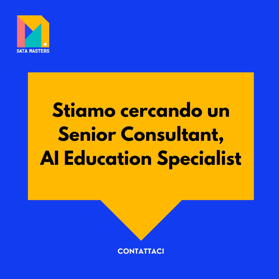 datamasters_it's tweet image. 📣 Opportunità di Carriera in Data Masters!
Stiamo cercando un Senior Consultant, AI Education Specialist.
👉 Candidati subito o condividi questo post con chi potrebbe essere interessato: tinyurl.com/568a7s8h
#DataMasters #GenerativeAI #hiring #education #ai #upskilling