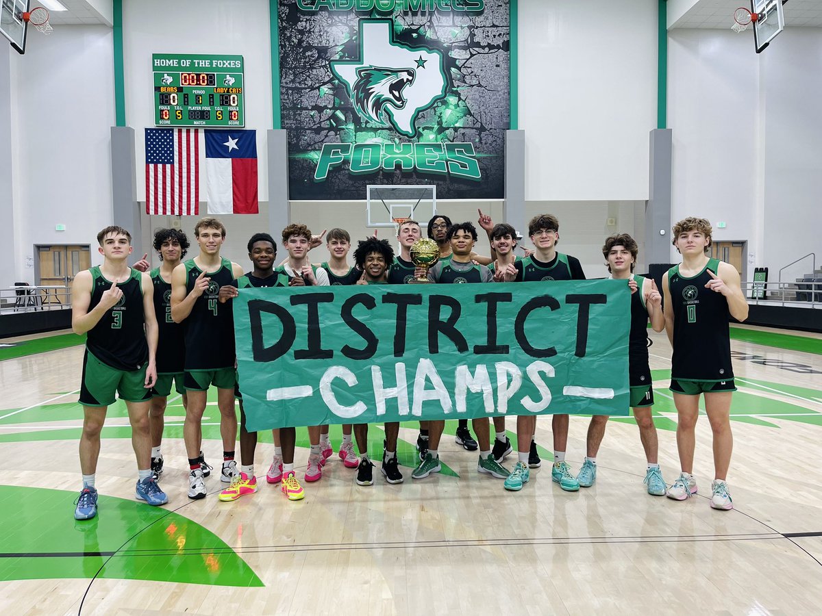 Extremely proud of our varsity for such an amazing transformation this year compared to last! Went from missing playoffs a year ago to district champs this year. Post-season journey starts next week. We will be ready to keep writing our story 🏆🏀🔥💚
<a href="/CaddoClub/">Caddo Mills Athletic Booster Club</a> <a href="/CaddoMillsHS/">Caddo Mills HS</a>
