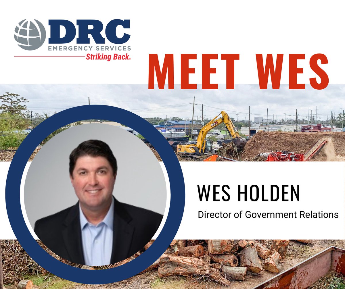 DRC_USA's tweet photo. Meet our newest addition to the team, Wes Holden, Director of Government Relations!

Meet the rest of the DRC team at - https://t.co/R1olygFW0y

#DRC #DisasterPlanning #DisasterTraining #DebrisManagement #DebrisRemoval #EmergencyResponse https://t.co/6nkn9Rik2J