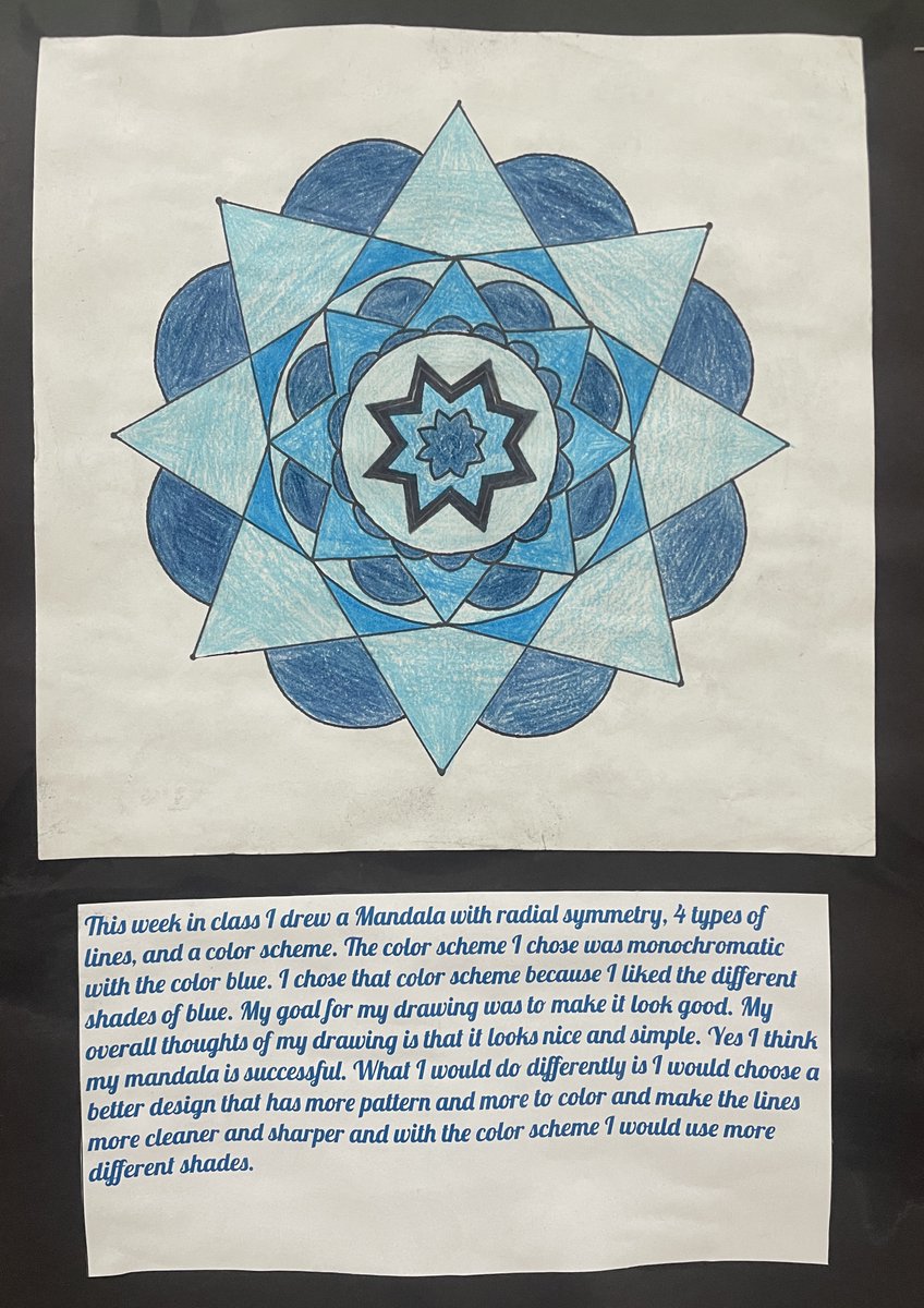 MMSMustangs's tweet photo. 8th grade Advanced Artists completed their Mandala designs using color schemes! Checkout their artwork on display in the hallway. https://t.co/fbqV9xWKFH