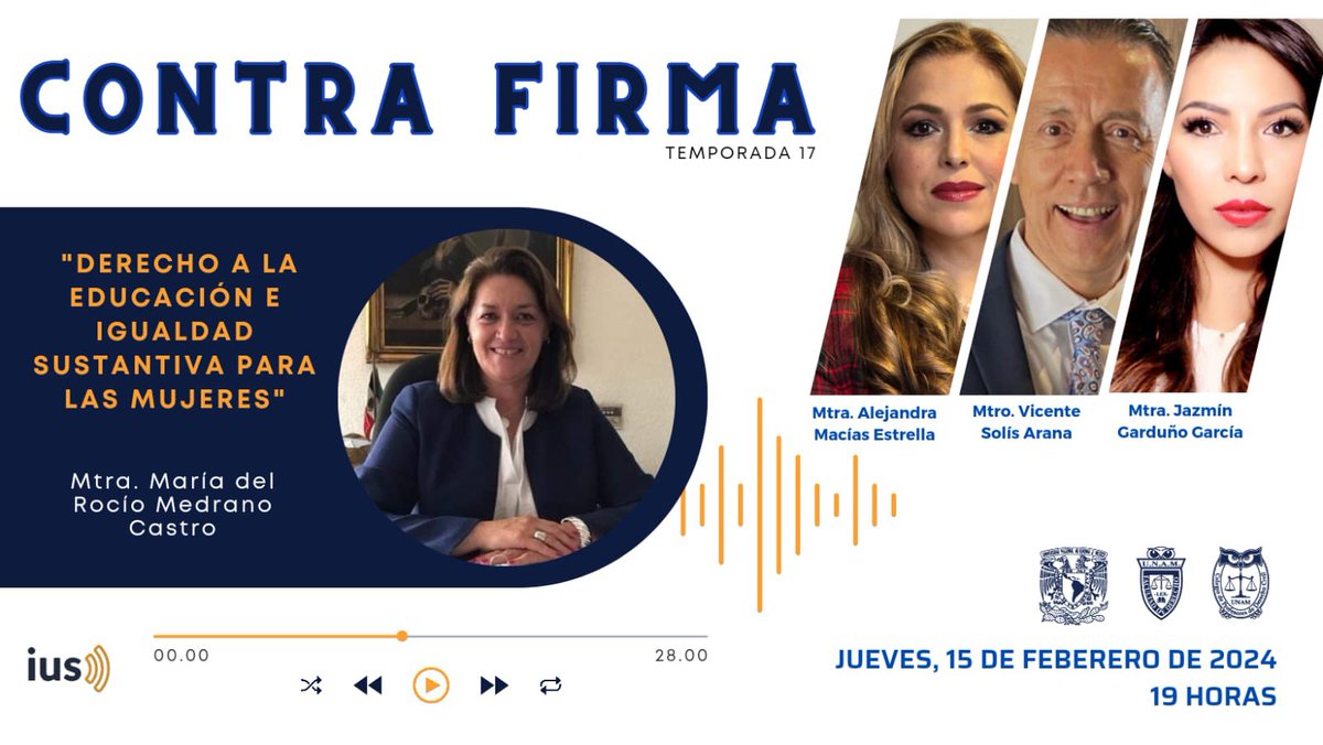 CentralColectiv's tweet photo. ¡Programa #Contrafirma con nuestra colectiva nacional @MedrannoRocio!
Te invitamos a la conferencia “Derecho a la educación e igualdad sustantiva para las mujeres”. Es hoy en punto de las 19:00 hrs. ⌚️ por IUS Canal Multimedia vía #Facebook
#Somos50más1
#IusCanalMultimedia 🎙📻
@ClauCorichi