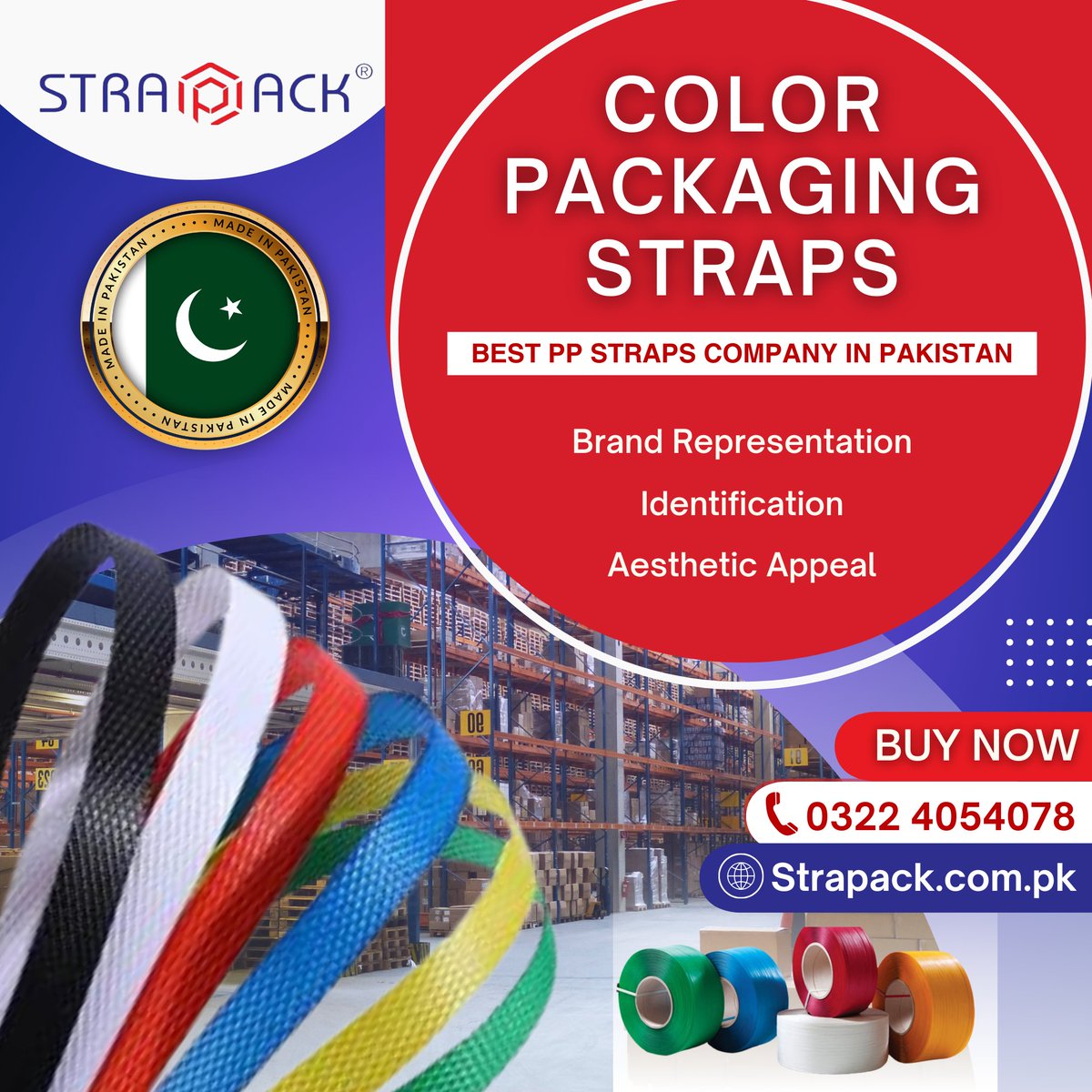The Ultimate Choice for Identification and Brand Representation.  
.
Contact Us: 0322 4054078
Website: strapack.com.pk
.
#PackagingStraps #StrongAndStylish #PPStraps #Packaging #ppstraps 📦