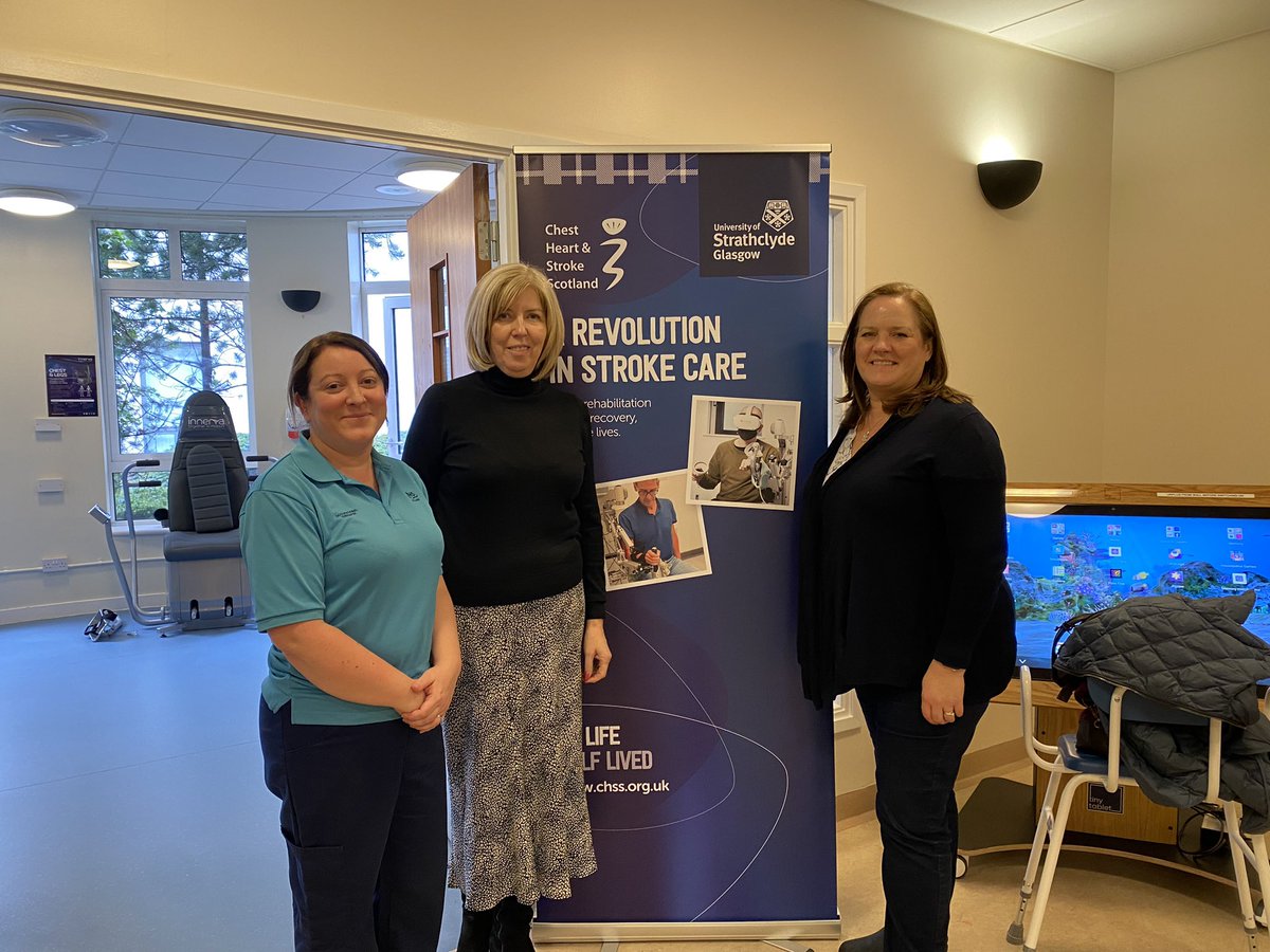 Lovely to have a visit today from @therese_jackson (AHP consultant NHS Grampian & NACS advisor) and Katrina Brennan (Stroke Improvement Lead for Scottish Government). Discussing learning to be shared from the Tech Enriched Stroke Rehab project.