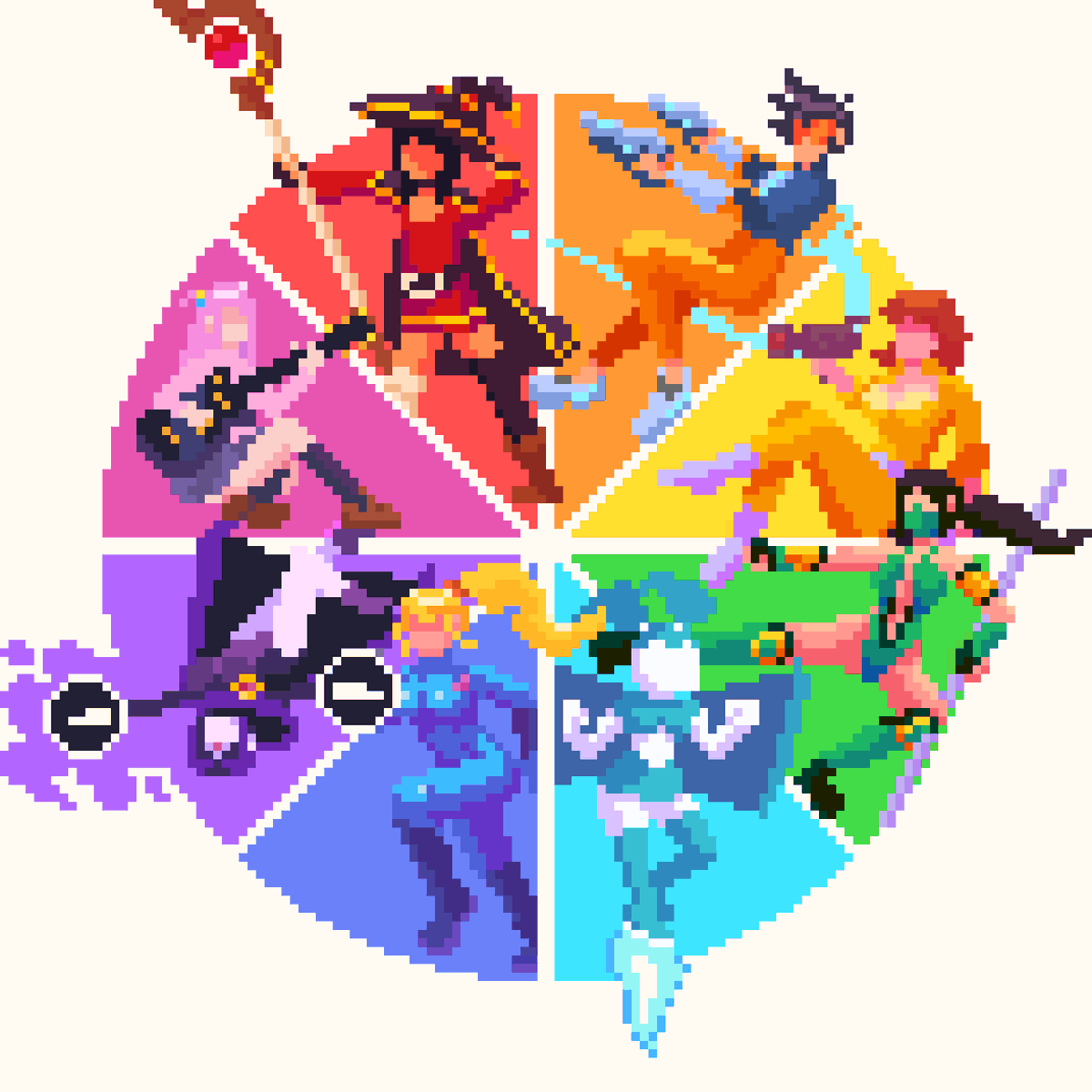 _iwolga's tweet photo. Here is #BocchiTheRock for the last sector of #colorWheel. It took me only half a year 💀. Let's never do that again. #pixelart #colorwheelchallenge https://t.co/tQdzWS7xzC