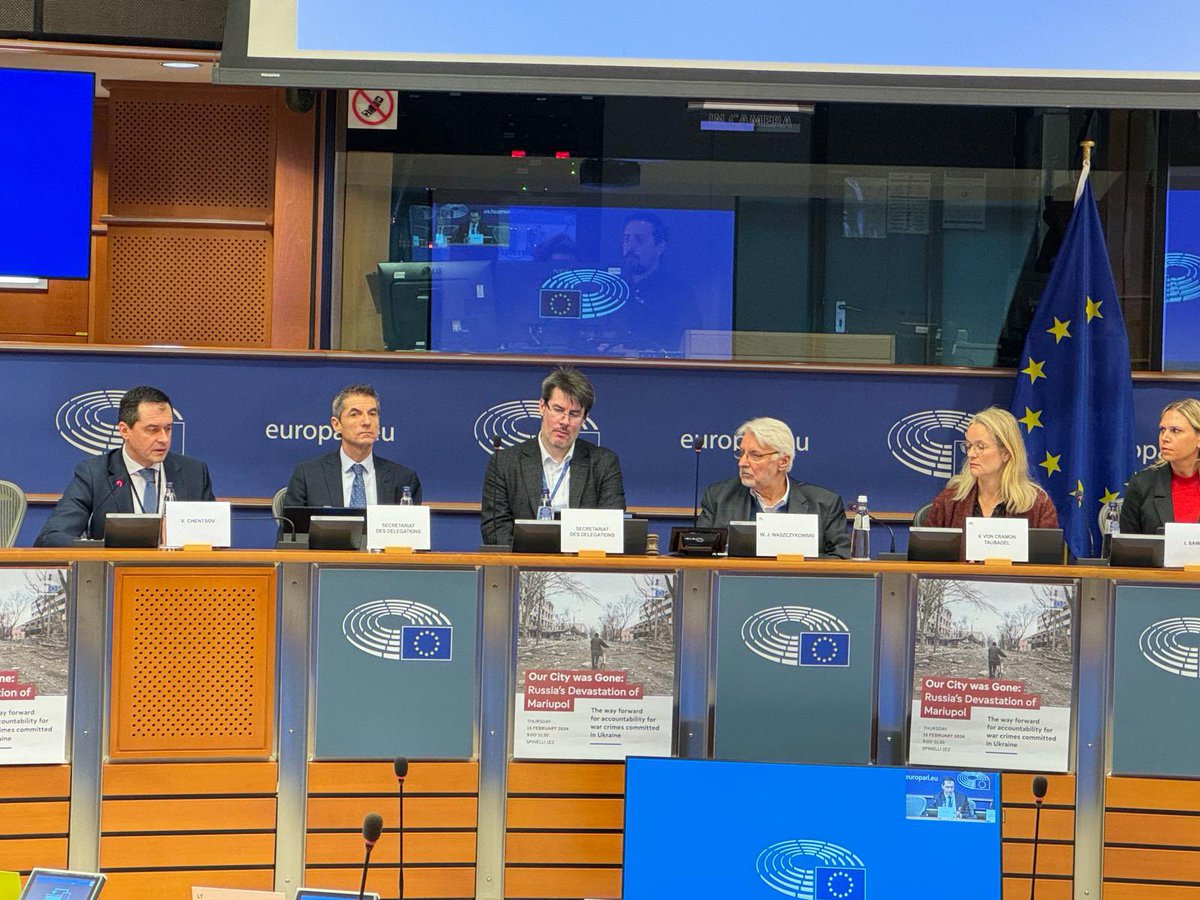 VVChentsov's tweet photo. Grateful to @WaszczykowskiW for organizing an important event together with @HRW_Brussels in @Europarl_EN dedicated to Mariupol, devastated by 🇷🇺. 
Underlined the need to bring all responsible to justice and to establish Special Tribunal for the crime of aggression against 🇺🇦 https://t.co/aJVVcqJdDG