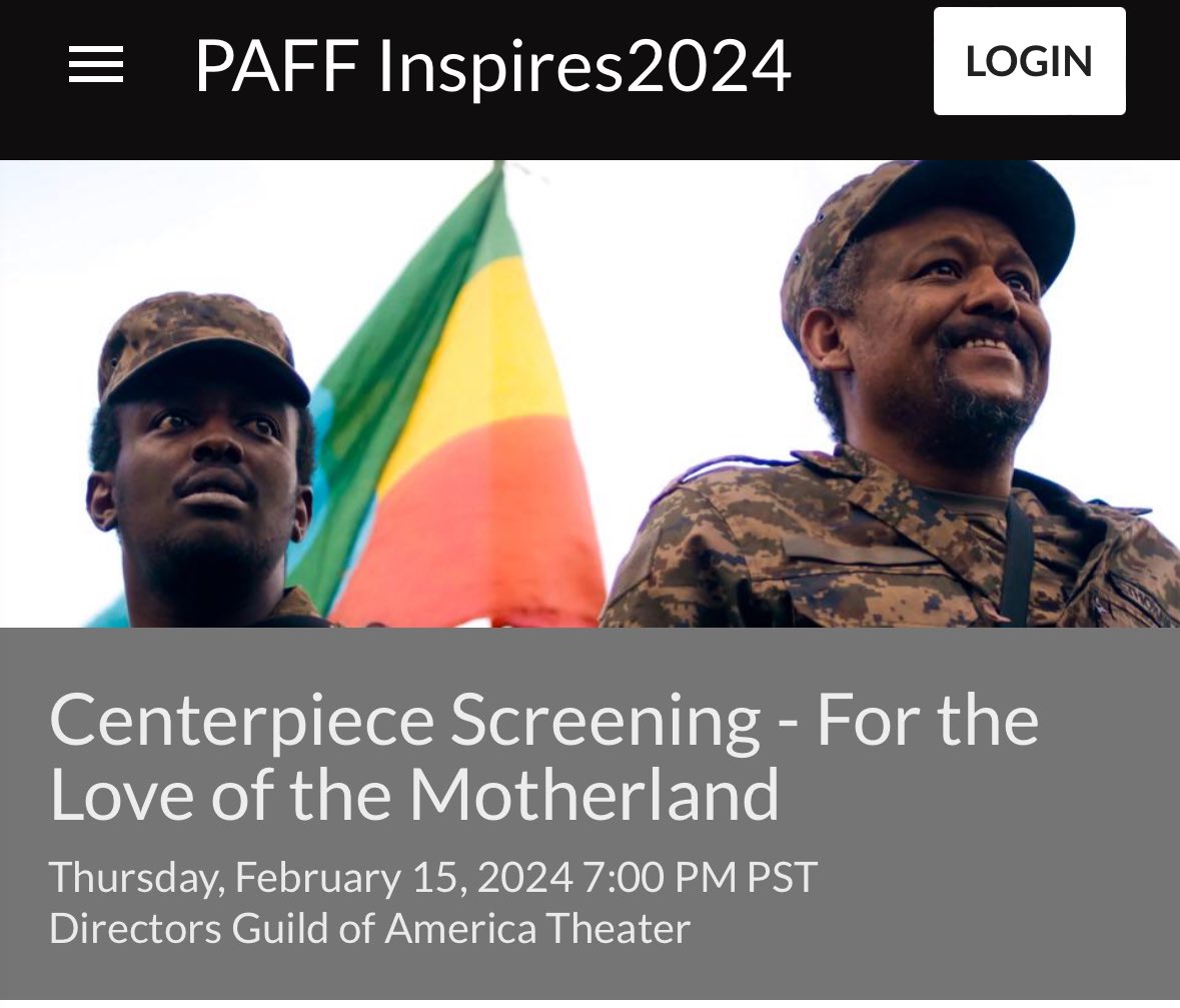 . @PAFFNOW Just for the record this film not only aimed to pay tribute to the forces who committed genocide in #Tigray, but also the producer, encourages the same forces to kill more than a million civilians, rape hundreds of thousands & destroy civilian infrastructure in Tigray.