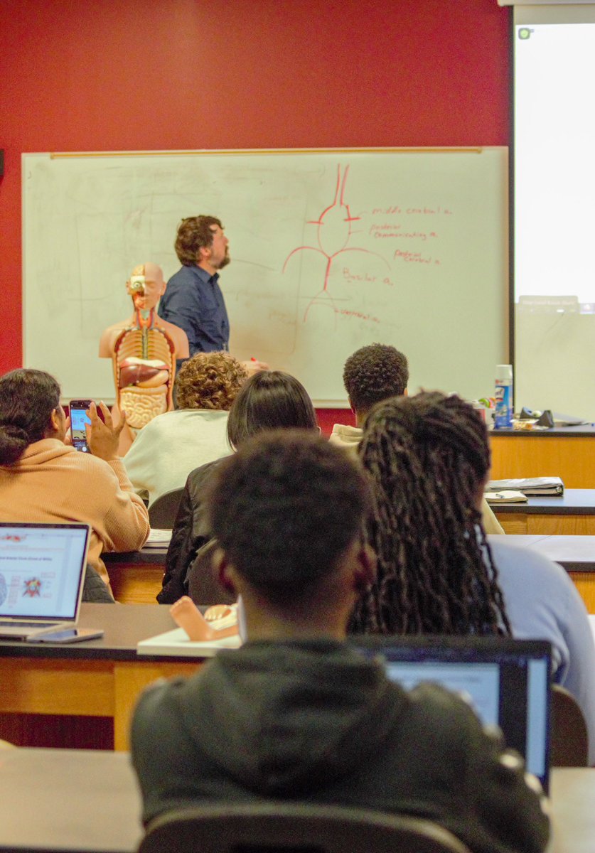 NSCCSTEM's tweet photo. Engaged @NashvilleState students with STEM Instructor Carl Weitlauf on the Southeast campus learning about Anatomy and Physiology. 

#NashvilleState #SchoolofSTEM #SoutheastCampus https://t.co/juLbtfPo7K