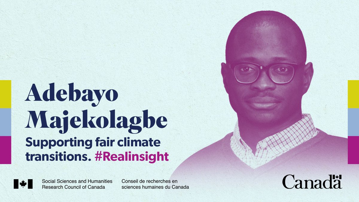This #BHM2024 we are highlighting Adebayo Majekolagbe who is developing an impact assessment framework that will help governments transition away from fossil fuels in a way that’s fair and just for everyone. #ClimateAction sshrc-crsh.gc.ca/society-societ…